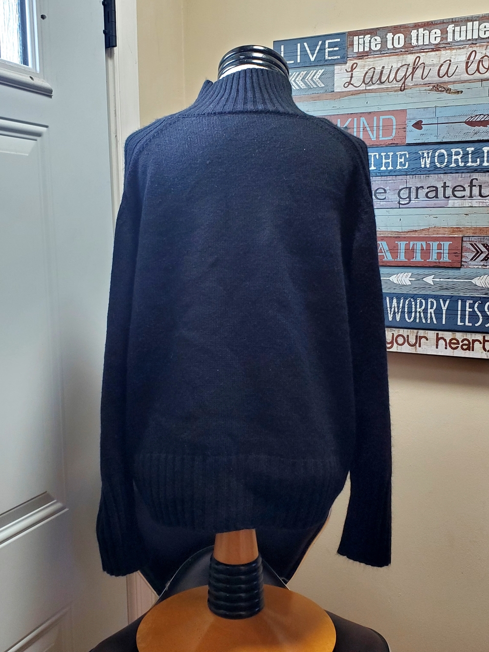 Commense Navy Ribbed Turtleneck Sweater - Picture 3 of 4